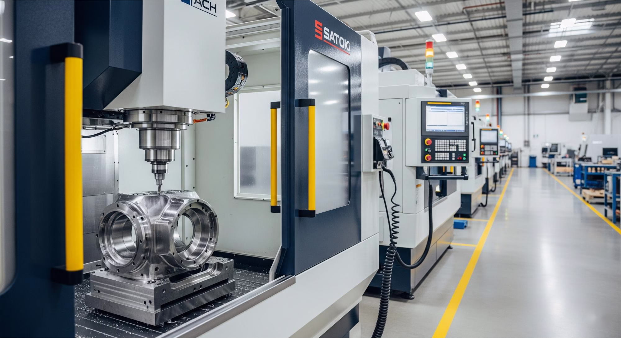 A Row Of Neatly Arranged Cnc Processing Centers