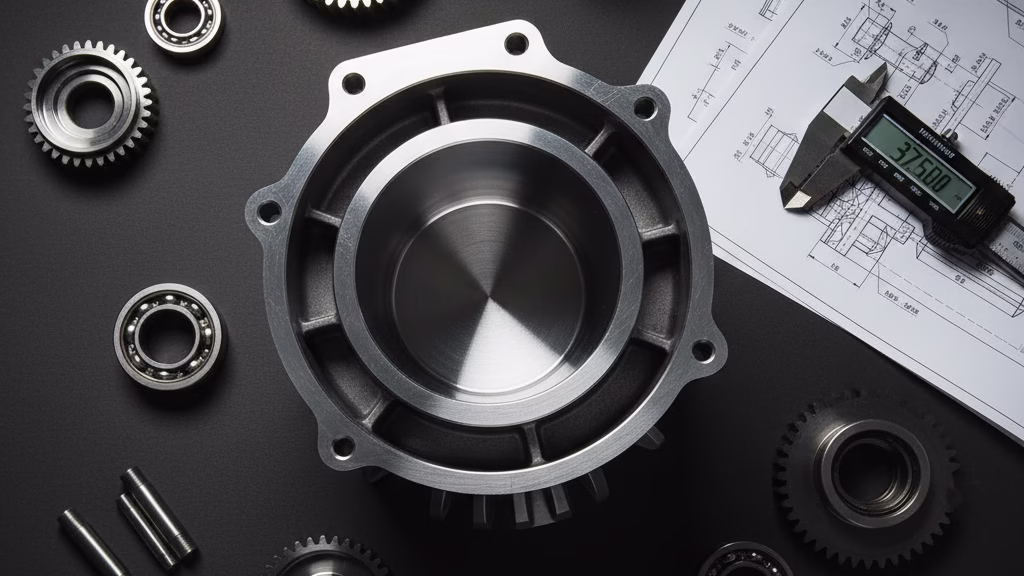 A Disassembled High Performance Gearbox Displaying The Precision Machined Internal Components.