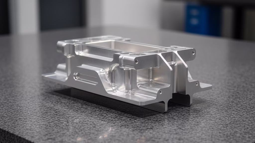 A High Precision, Complex Thin Walled Aluminum Part Showcasing Intricate Milled Ribs And Smooth Surface Finish.