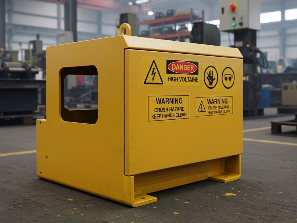 Safety Yellow Industrial Chassis With Permanent Silk Screened Warnings.