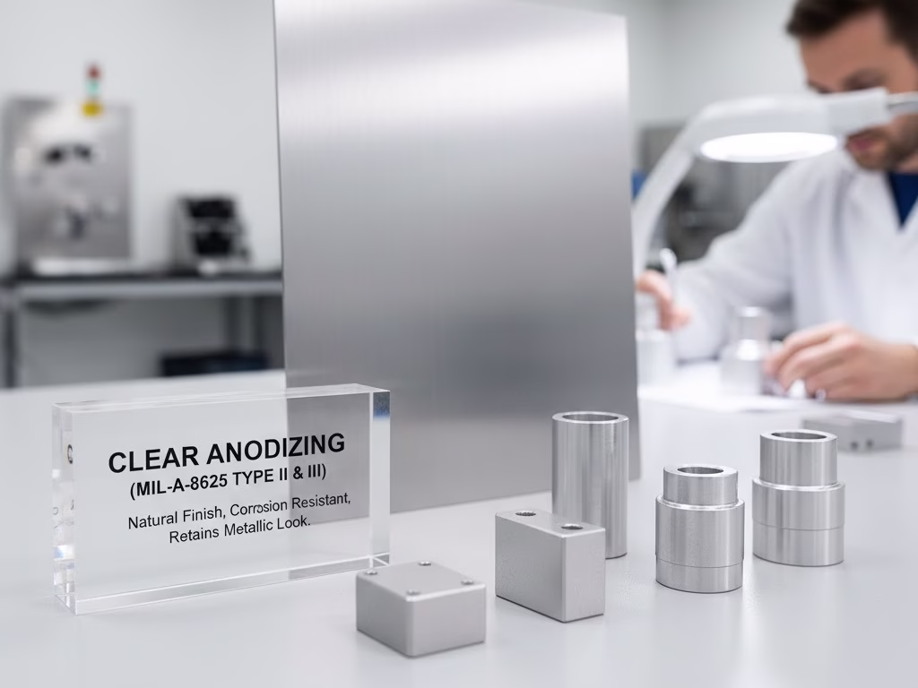 A Cnc Machined Part With A Clear 'natural' Anodized Finish, Showing The Metal Texture.