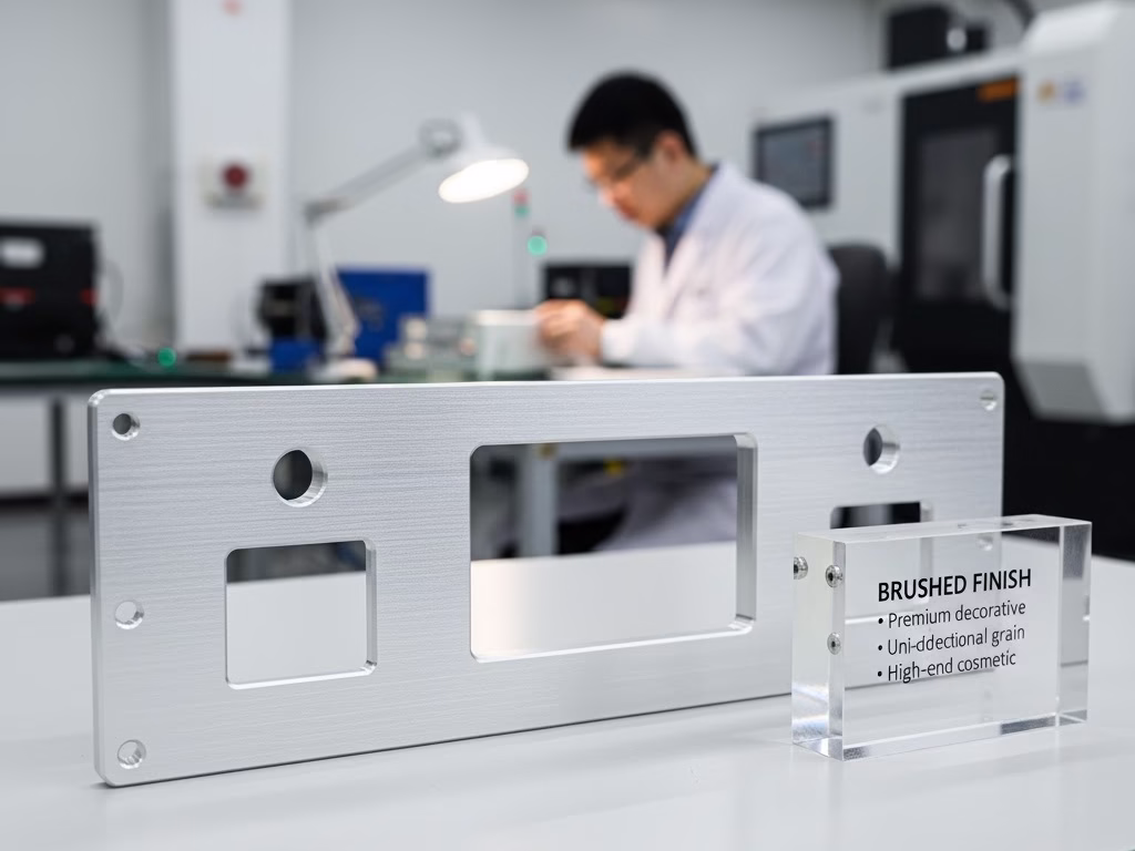 A Close Up Of A Decorative, Linear 'brushed Finish' On An Aluminum Part.