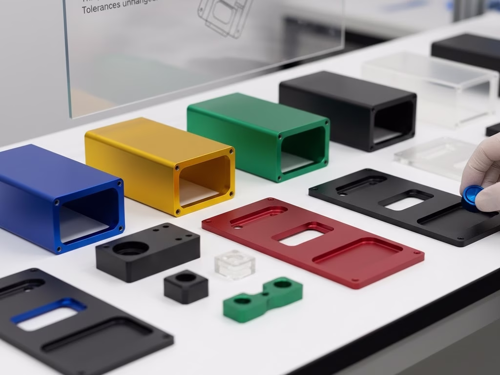 A Collection Of Vibrant, Colorful Type Ii Cosmetic Anodized Aluminum Parts.