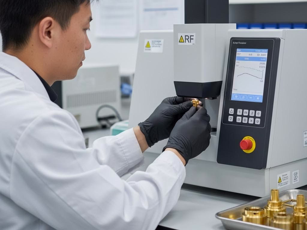 Xrf Spectrometer Verifying Coating Thickness Non Destructively.